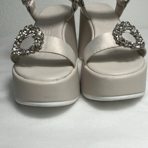 KARL LAGERFELD Kiana Platform Sandal‎ women jewels white platform summer 5.5 - Picture 3 of 12